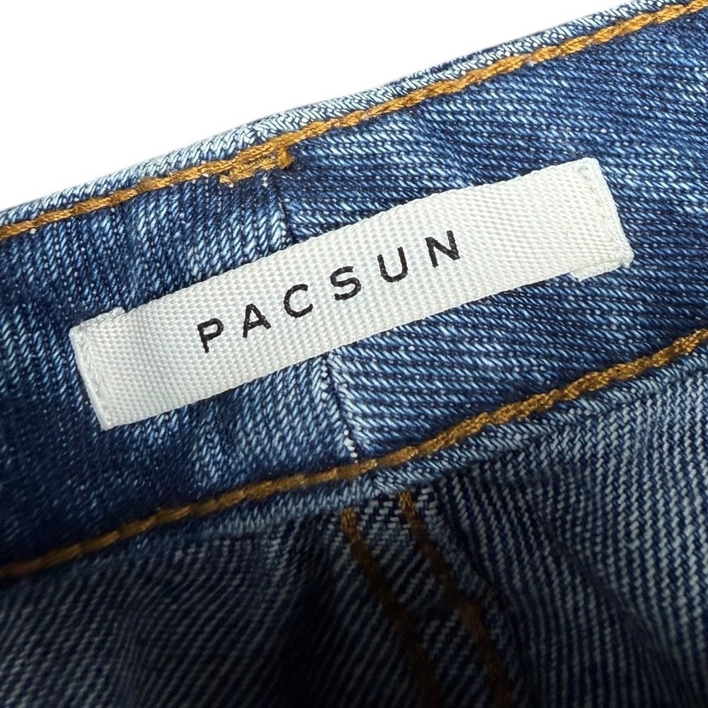 PacSun Mom Jeans Medium Wash Distressed High Rise Straight Leg Womens 25L - Picture 3 of 8